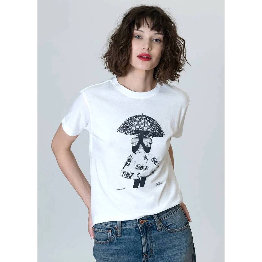 NEW CPRESS STUDIO april showers mushie tee in worn white